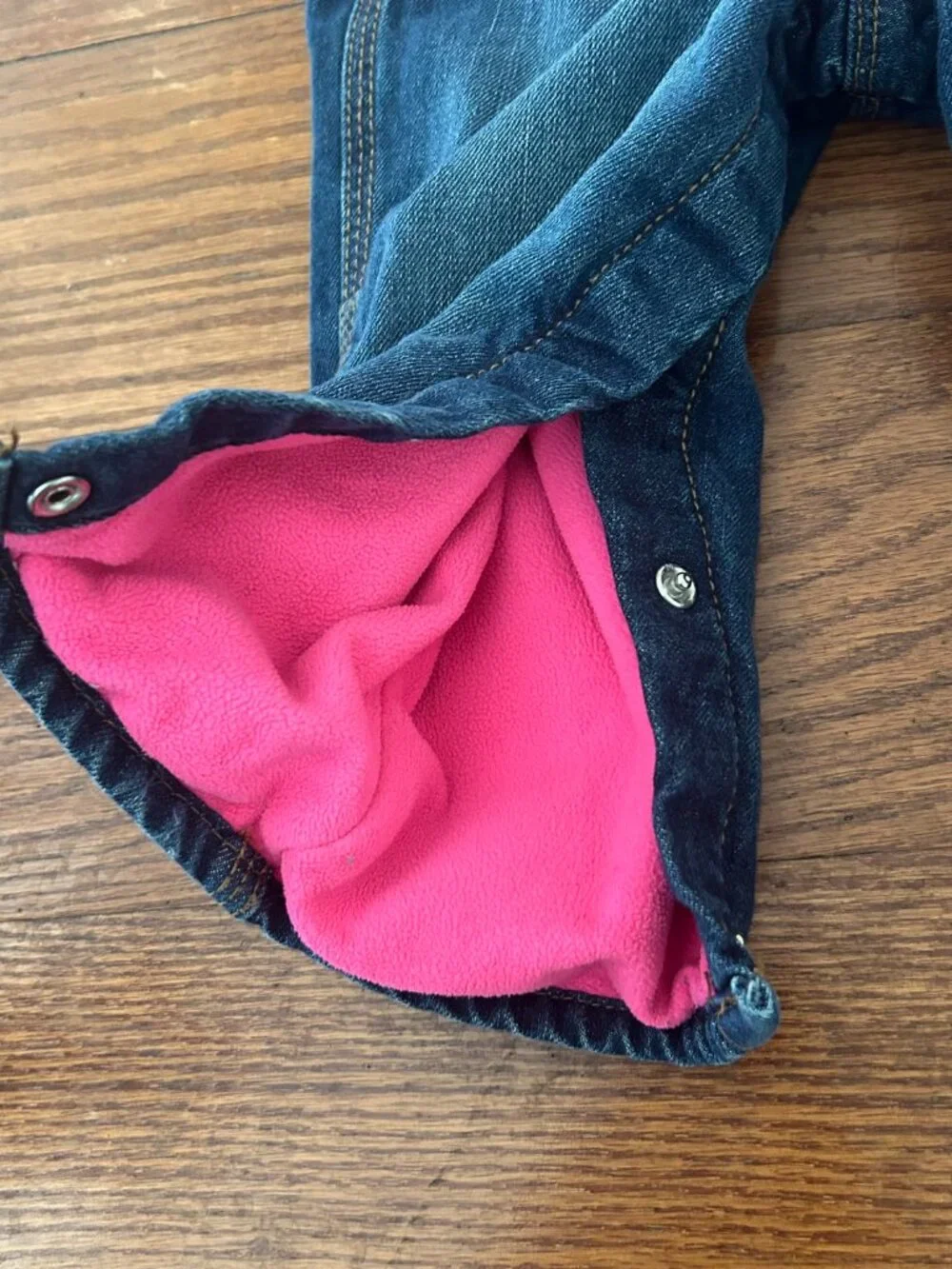 OshKosh B'gosh Fleece-Lined Denim Overalls Girls 18 Months Cold Gear Baby Girl